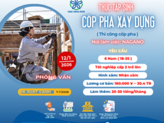 | NAGANO | TUYỂN GẤP 6 NAM THI CÔNG CỐP PHA LÀM VIỆC TẠI NHẬT BẢN