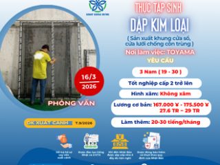 | TOYAMA | DẬP KIM LOẠI TUYỂN 3 NAM LÀM VIỆC TẠI NHẬT BẢN