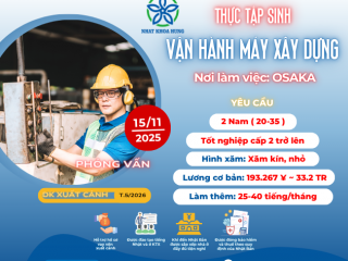 | OSAKA | TUYỂN 2 NAM VẬN HÀNH MÁY XÂY DỰNG LƯƠNG HẤP DẪN