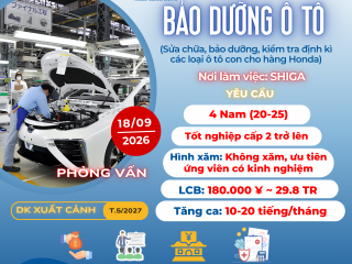 |SHIGA| TUYỂN 4 NAM BẢO DƯỠNG Ô TÔ 
